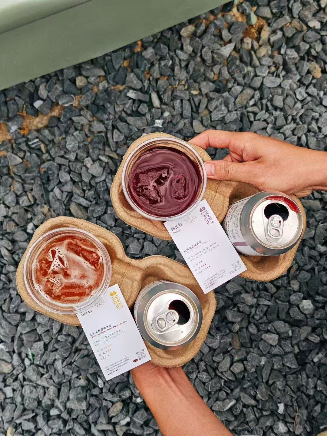 Boozy Brew kombucha served at an event